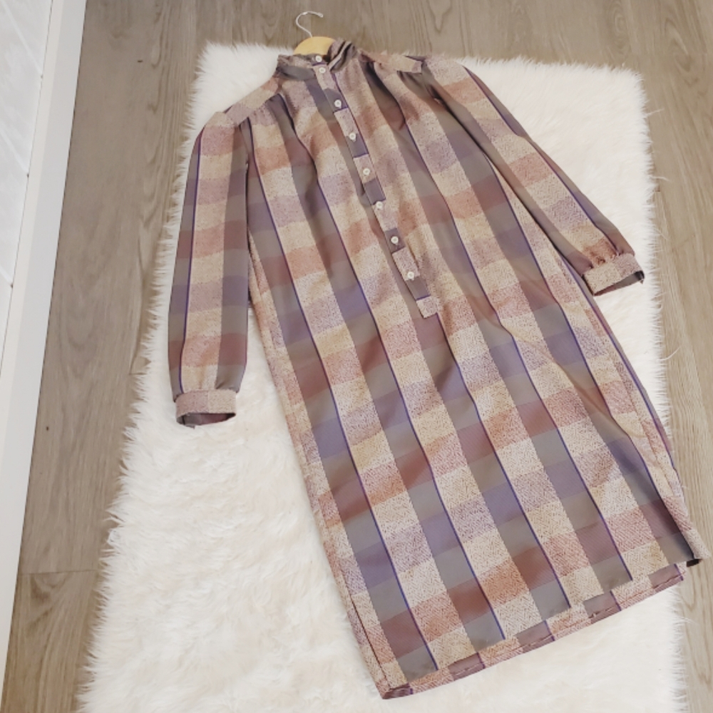 Vintage, plaid, button down, prairie, 70's